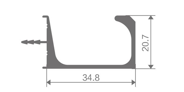 Perfil de mango de aluminio en forma de G, FZ-8921